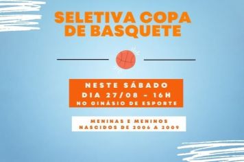 Seletiva Copa de Basquete acontece neste sábado, 27/08