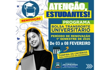 RENOVAÇÃO ABERTA: Bolsa Transporte Universitário 2026!