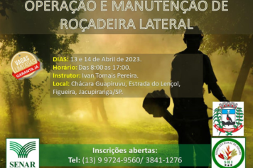 Curso de Operação e Manutenção de Roçadeira está com inscrições abertas 