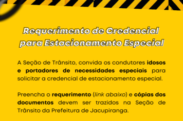 Requerimento para solicitar Credencial para Estacionamento Especial