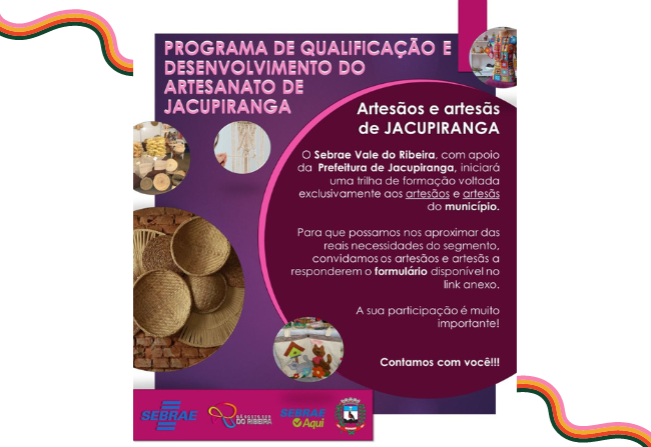 Artesãos e Artesãs de JACUPIRANGA: Participem!!! 