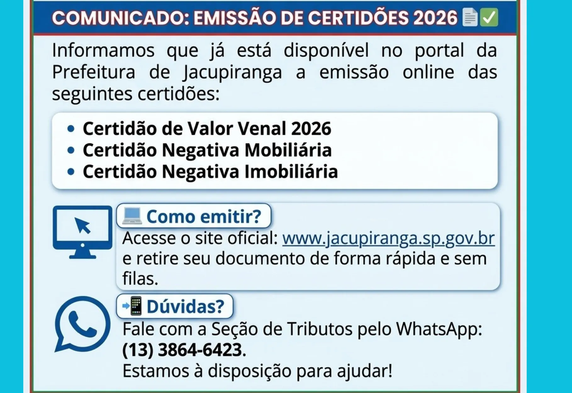 EMISSÃO ONLINE DE CERTIDÕES 2026 JÁ ESTÁ DISPONÍVEL