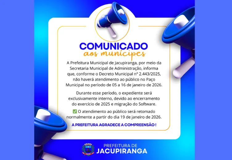 COMUNICADO AOS MUNÍCIPES