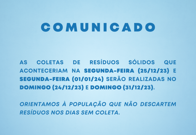 Comunicado Oficial - Coleta de Resíduos Sólidos