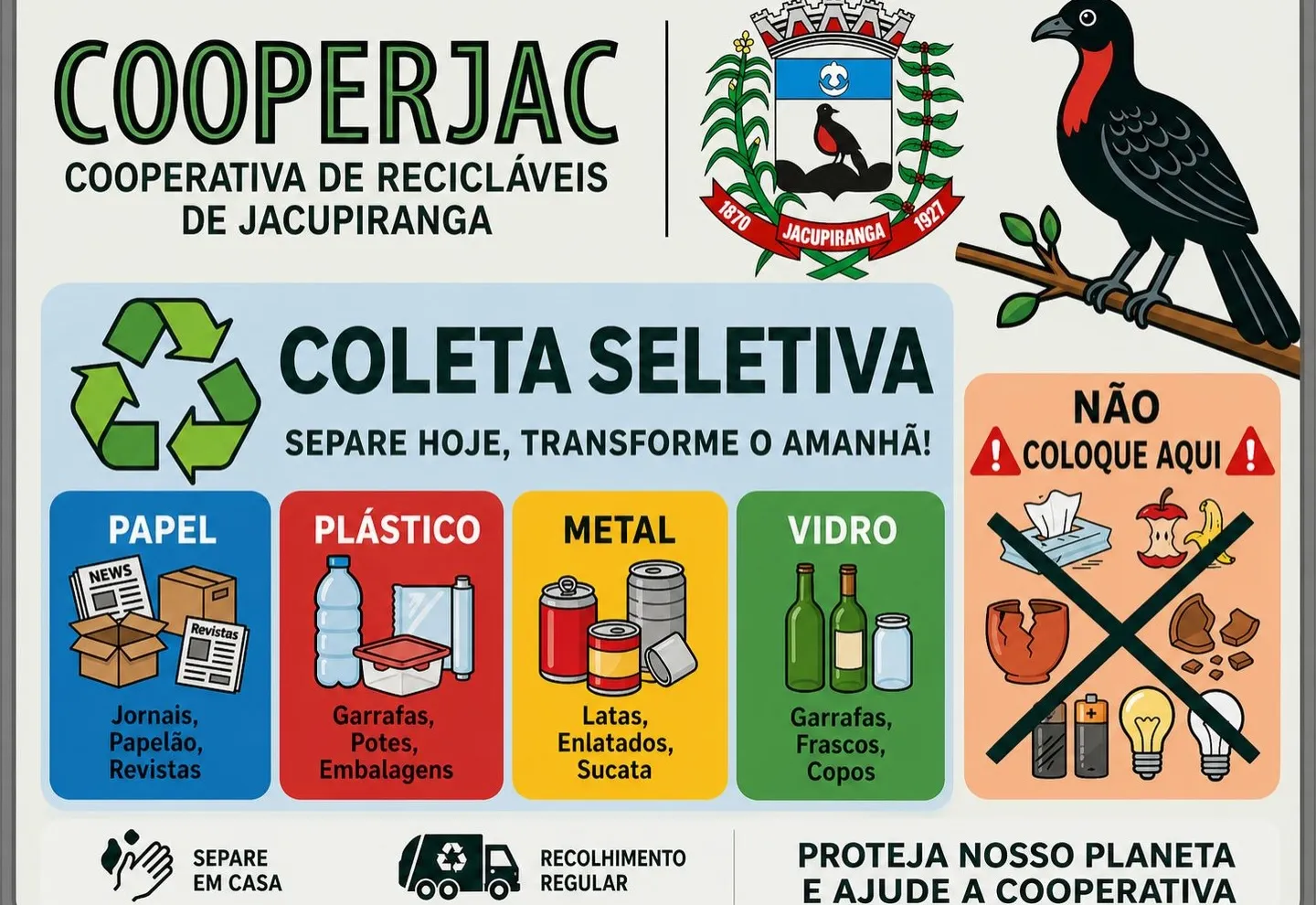 COLETA SELETIVA COMEÇA EM JACUPIRANGA!