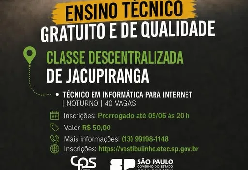 PREFEITURA APOIA QUALIFICAÇÃO E TRAZ OPORTUNIDADE PARA JOVENS E ADULTOS DE JACUPIRANGA