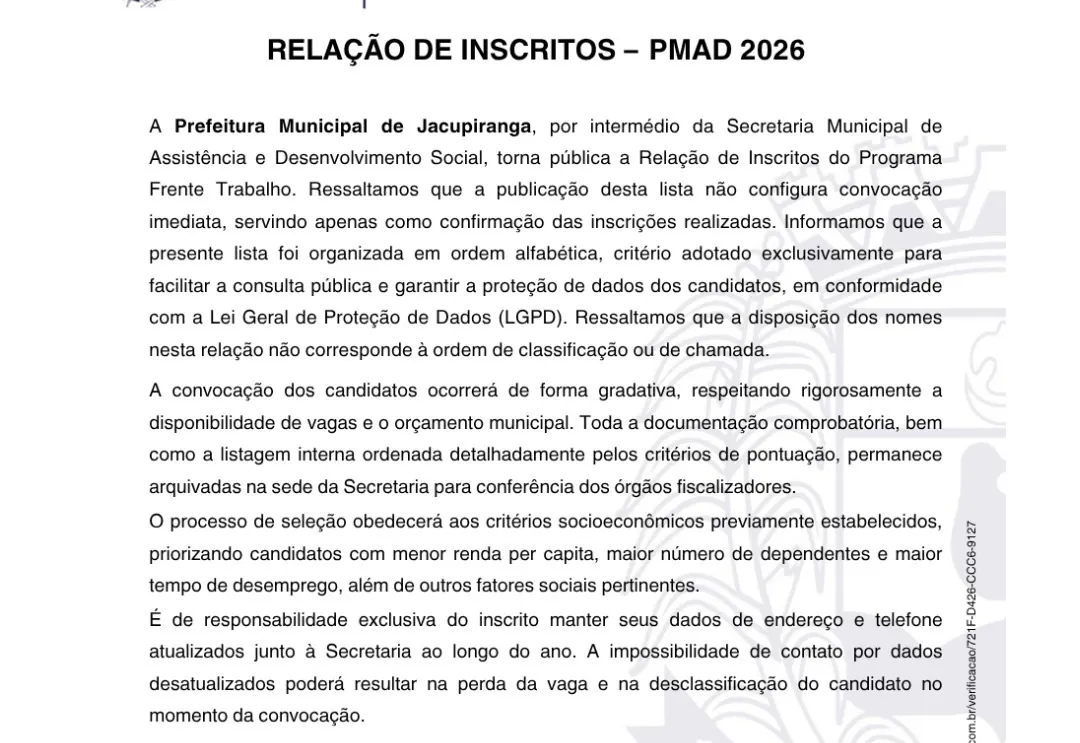  ATENÇÃO, JACUPIRANGA!