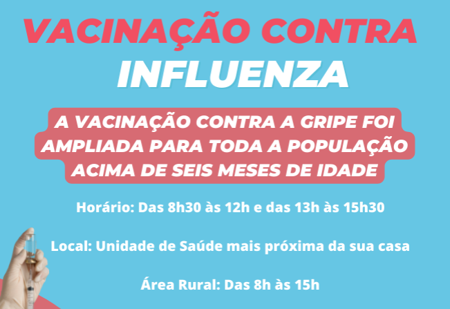 Vacinação contra a Gripe é ampliada para população acima de seis meses 