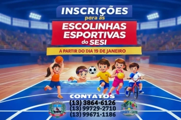  INSCRIÇÕES ABERTAS PARA AS ESCOLINHAS ESPORTIVAS DO SESI